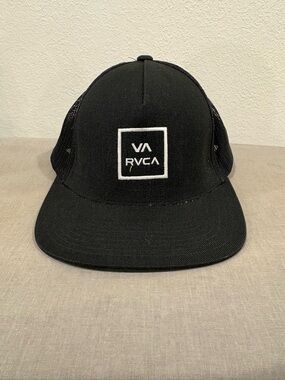 RVCA Mid-Fit Snapback Hat - Black with Green Under-Bill - Skate Surf Cap